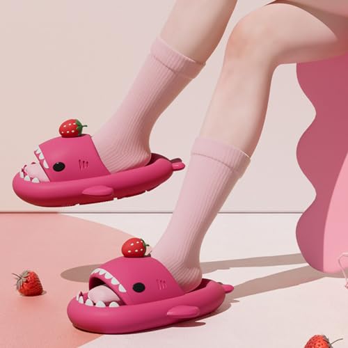 Generic Shark Slides Strawberry, Cute Cartoon 3D Cloud Shark Slippers Shoes Sandals For Women Men4