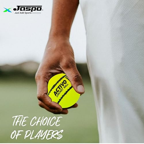 Image of jaspo Rubber,Wool Felt Activo Super Cricket Tennis Ball Light Weight 80 To 85 Grams,High Bounce,Durable,Developed With Innovative Technique,Unique Design,Match Quality,66 Mm Diameter(Pack Of 3,Green)