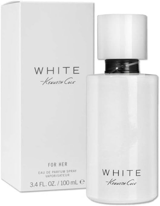Kenneth Cole White for Her Eau de Parfum Spray para Mujer, Notas de Mandarina, Vainilla, Almizcle y Orquídea, Aroma Frutal, Fresco y Femenino, Fragancia de Larga Duración para Uso Diario, 3.4 Fl oz