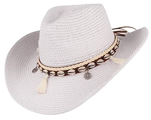 Chapeau de cowboy femme en paille été anti-UV plage GEMVIE
