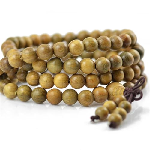 Bracelet en bois de santal vert perles naturelles 108 mala pour l'harmonie intérieure - 2