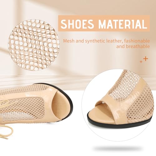 Women Ballroom Dance Boots Open Toe Lace Up Mesh Salsa Performence Professional Latin Dance Boots,DS-9704