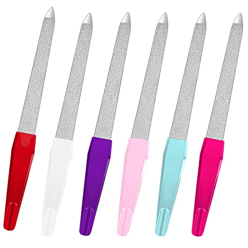 Sword Nail File,6 Pcs Metal Nail Files For Natural Nails Professional Double Sided Sapphire Grit Nail File For Manicure Pedicure Stainless Steel For Nail Filer Sword Fingernail Files With Pointed Tip #TOP6