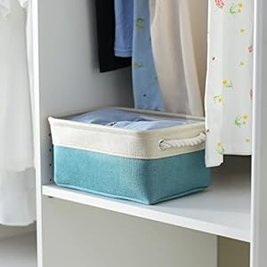 TheWarmHome Fabric Storage Bin with Handles,Storage Basket for Home Storage and Organization, Shelf Basket with Cover for Living Room Bedroom Decor Closet(White & Green,Small ,11.8L×7.9W×5.2H TheWarmHome Fabric Storage Bin with HandlesStorage Basket for Home Storage and Organization Shelf Basket with Cover for Living Room Bedroom Decor ClosetWhite GreenSmall 118L79W52H