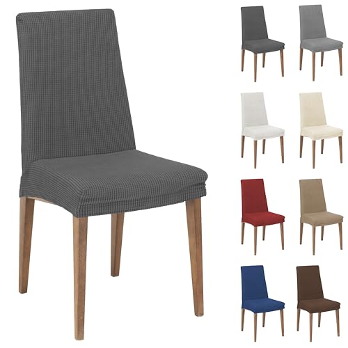 Cardenal Textil - Fundas para Silla de Comedor, Cocina, Restaurante, de Alta Elasticidad, Adaptable, Lavable, 1 Unidad, Antracita