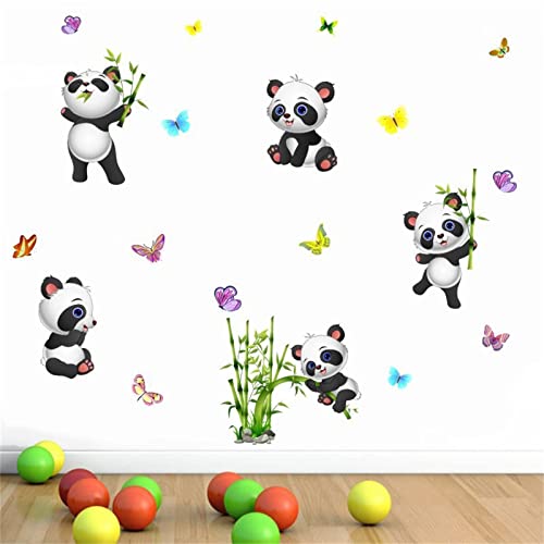 Vinilos decorativos de pared con panda y mariposa 10x11 pulg miniatura 2