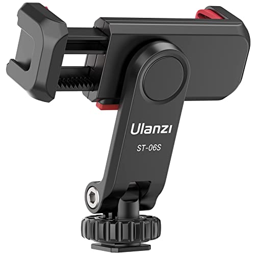 ULANZI Handyhalterung Stativ Handy Stativ Adapter Zubehör für Stativ Tripod Selfie Stick, Smartphone Halterung mit 2 Kaltschuh und 1/4' Gewinde, 360° und 180° drehbare handyhalter stativ (ST-06S)