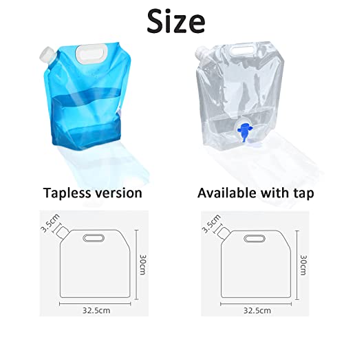 Wieysdoo Sac à Eau Pliable - Sac à Eau de Camping - Réservoir de Stockage d'eau Portable d'extérieur avec Robinet d'eau - 5 L (1,10 Bal) - Blanc-Transparent,1 pièces