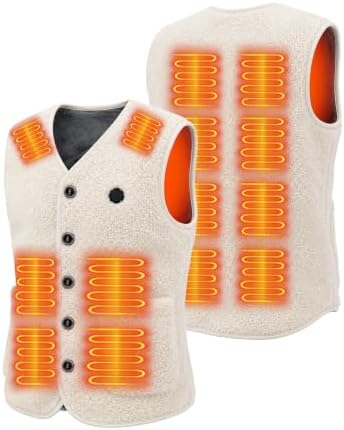 EJOY Beheizbare Weste Damen, 16 Heizbereiche, USB 5V, ohne Powerbank | Fleece Heizweste mit 3 Heizstufen 40–60 °C für Pendeln, Wandern und kalte Wintertage