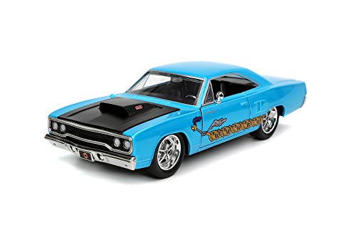1970 Plymouth Road Runner With Wile E. Coyote Figure, Looney Toons - Jada Toys 32038/4 - 1/24 Scale Diecast Model Toy Car #TOP3