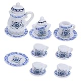Accessoires de cuisine pour maison de poupée - la mini bouilloire à thé et l'ornement de tasse à thé sont fabriqués à partir de matériau en céramique avec une finition délicate et un bon effet décoratif, modèle de scène miniature de maison de poupée
