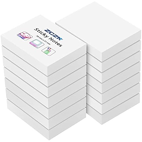 ZCZN Small Sticky Notes 38 x 51mm, 100 Sheets/Pad, 14 Pads, White Cover