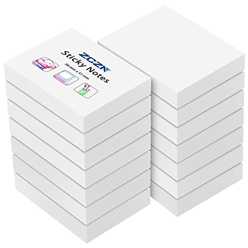 Image of ZCZN Small Sticky Notes 38 x 51mm, 100 Sheets/Pad, 14 Pads, White