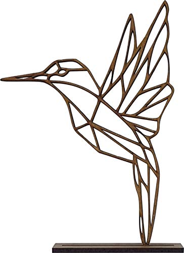 Mr. Ladele Kolibri Vogel Tier Deko Deko-Aufsteller Dekofigur Dekoration geometrische Figuren MDF Holz braun Acryl schwarz Wohnzimmer Home Haus Dekor (MDF, 21cm x 30cm) Cover