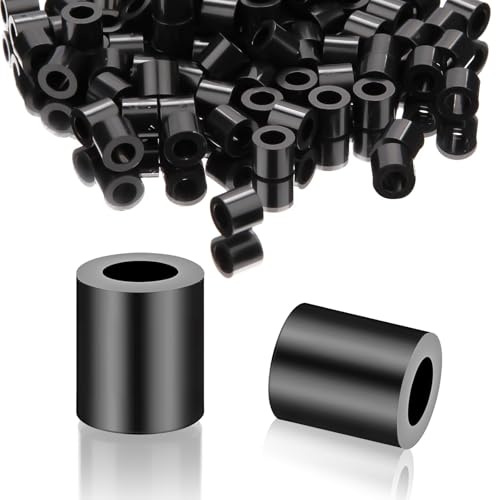 SWTYExt 100 Stück Runde Abstandshalter ABS Nylon Unterlegscheiben M4-7X5mm Distanzhülsen Kunststoff Schwarz Abstandshalter Wand Isolierung Beilagscheiben ohne Gewinde Abstandshülsen für Schrauben