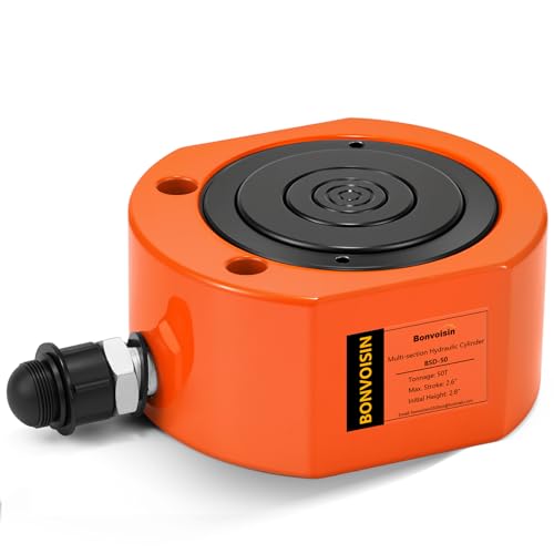 Image of Hydraulic Ram Jack 50T Low Profile Porta Power Cylinder Multi-Section 2.56 inch Stroke Lifting Cylinder for Machinery Shipbuilding Bridge Construction