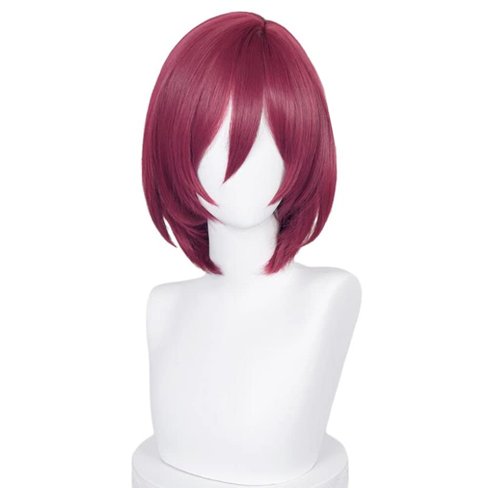 Harukawa Sora Gold Saegusa Ibara Red Synthetic Warped Hair Lifelike Anime Halloween Carnival Comic Exhibition Cosplay Hair Natural COS Ombre Wigs with Bangs (Saegusa Ibara-Long)