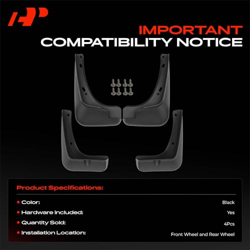 Image of A-Premium Mud Flaps Compatible with Kia Rio 2017 2018 2019 2020 2021 2022 2023, 4 Pack Mud Guards with Hardware Accessories, Front and Rear, Drilling Required