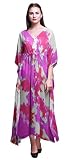 Bimba Rosa Fucsia tresillo Tie-Dye Traje de baño Largo Caftan Maxi Vestido de Playa Cubrir Kaftan para mujer-XL-3X
