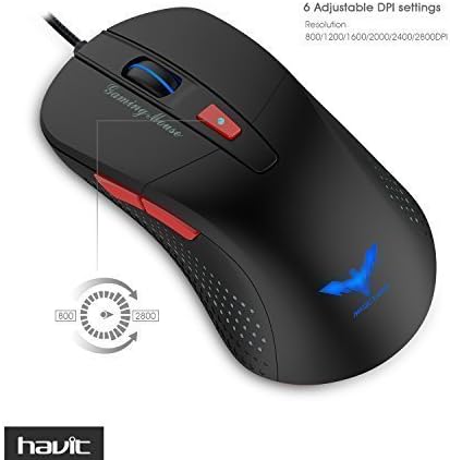 Gamerz GMZ-M3 DPI 6 LED Lights Optical Wired Gaming Mouse, Black/Red