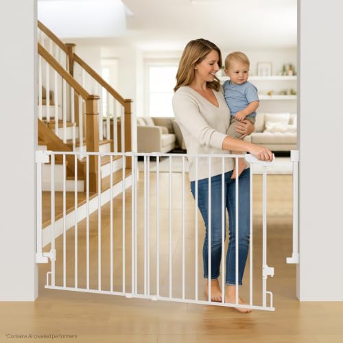 Cumbor 35.1-55" Extra Wide No Bottom Bar Baby Gate & Dog Gate for Stairs