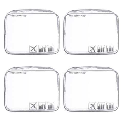 InnoGear Toiletry Bags, Clear Travel Bags for Toiletries Carry On Airport Airline Compliant Bag Cosmetic Makeup Bags, Pack of 4, Gray