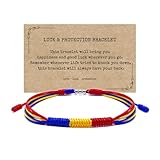 LAMIBEE Romania Flag Bracelet, Romanian Bracelet, Country Proud, Lucky Protection Wrist Wrap Bracelet, Amulet and Boho Style Rope Bracelet for Women, Men, Surfer String Thread (Romania)