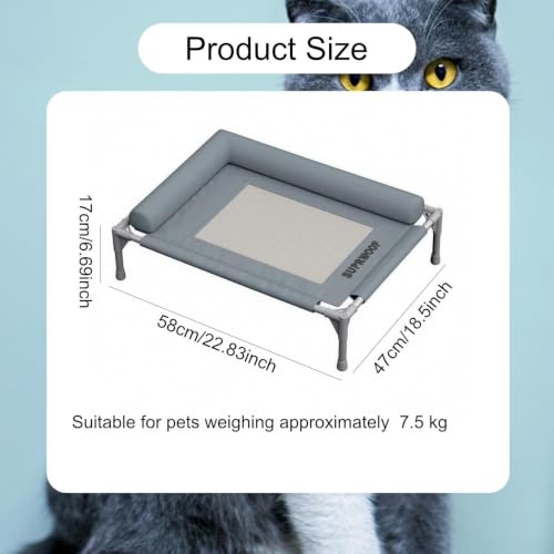 Lit surélevé pour chien intérieur avec oreiller lavable S