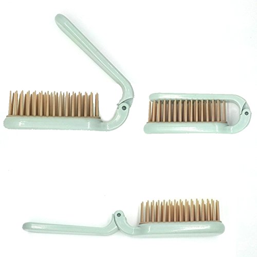 Putysuun Travel Folding Hair Brush Mini Pocket Comb For Purse Portable Antistatic (Pink Blue) (2Pcs) #TOP3