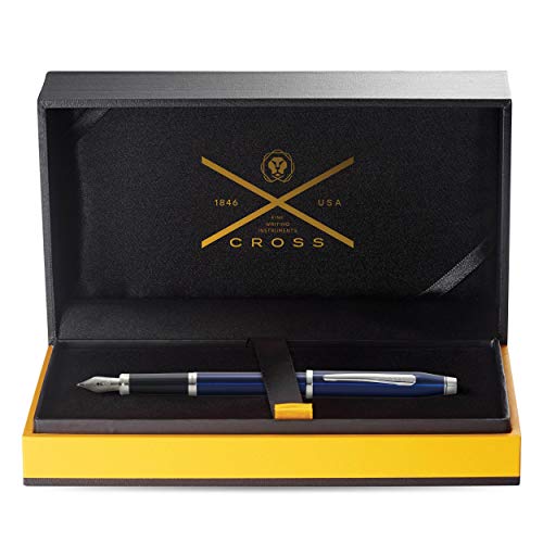 Image of Cross Century II Blue Lacquer /Rhodium Plate Fountain Pen with Fine Nib (AT0086-103FS)