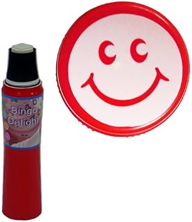 PowerDot Bingo Dauber, Red, Smiley Face, 2oz, Plastic, Chisel Tip, 1 Count, English, Adult, Bingo Game, Bingo Daubers, Fun, 18+