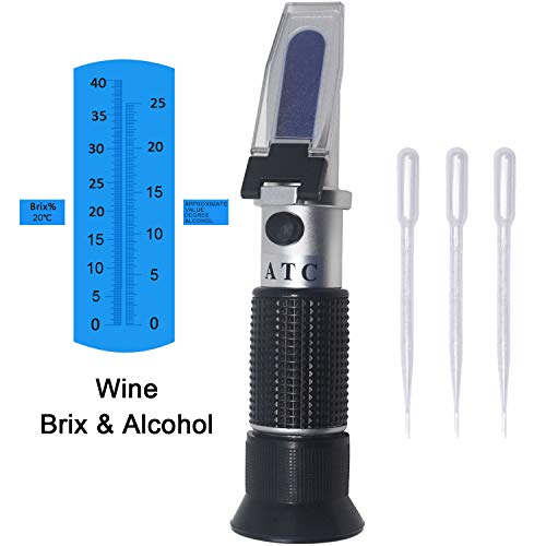 KETOTEK Wine Brix and Alcohol Refractometer, ATC Wine Brewing Refractometer with 0-40% Brix