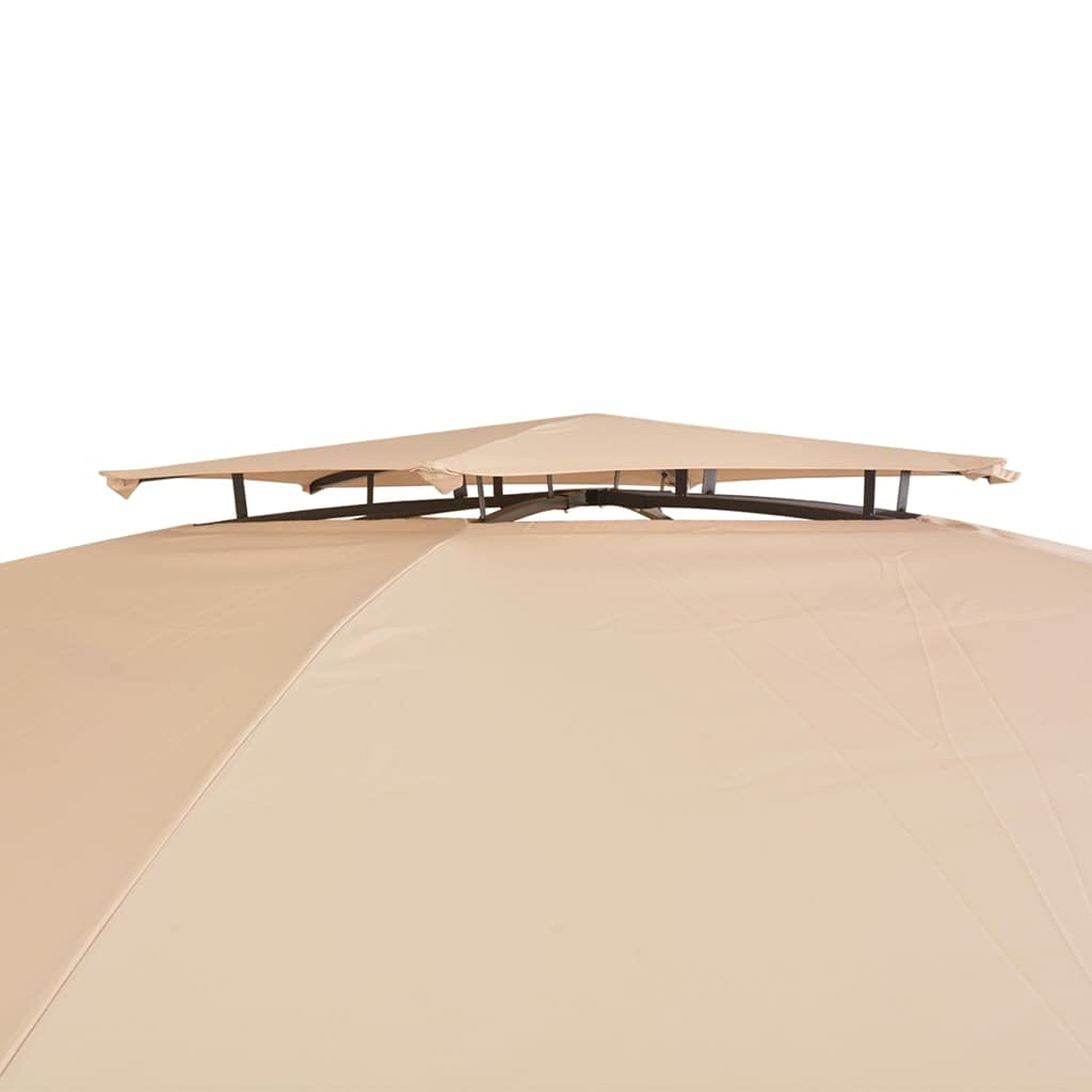 Gazebo Esagonale da Giardino con Tende 360x265 cm Beige