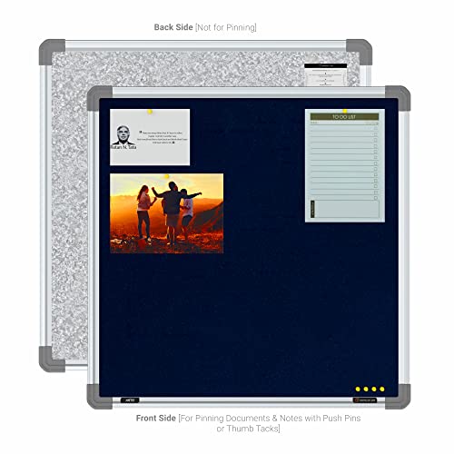 Image of Scholar Art Metis 2x2 Feet Fabric Pin-up Notice Board for Wall & Study Table | High Strength Velvet Cloth + High Density Soft Board for Pinning Photos, Sticky Notes & Reminders (Dark Blue)
