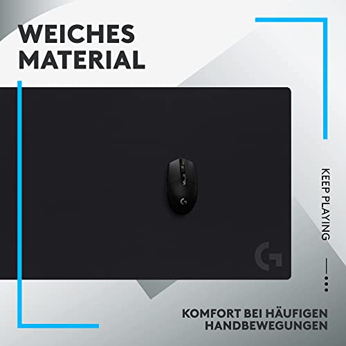 Logitech G G840 Extra Großes Gaming-Mauspad, optimiert für Sensoren, mäßige Oberflächenreibung, rutschfeste Mausmatte, Mac- und PC, Zubehör, 900 x 400 x 3 mm - Schwarz