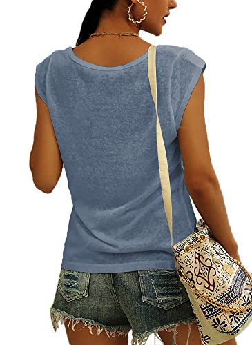 Etcyy New Womens Cap Sleeve Tank Tops Casual T-Shirt Loose Fit Basic Shirts #TOP1
