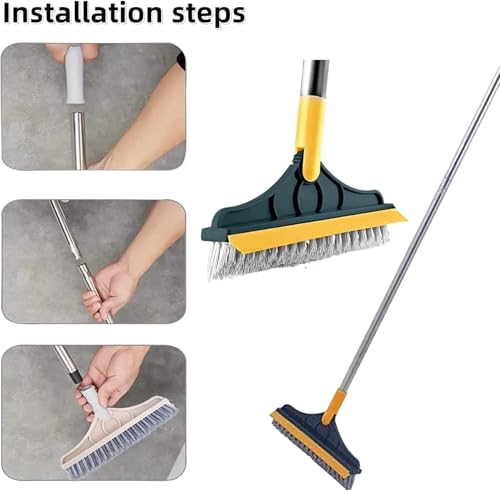Image of 2-in-1 Bathroom Cleaning Brush with Wiper - Long Handle 180 Rotate Toilet Brush, Tiles Cleaning, Floor Scrub for Kitchen and Bathroom Accessories (2 in 1 Tiles Brush)