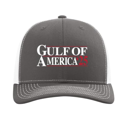 Gulf of America Patriotic Trucker Hat – Patriotic 2025 Charcoal/White Snapback Cap – Mesh Back, Adjustable Fit Baseball Hat for Men Women – Casual Everyday Wear