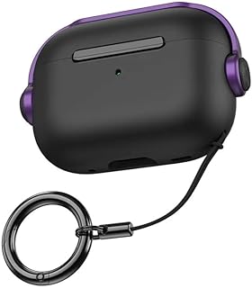 جراب حماية لسماعات ايربودز برو مع قفل آمن واقي الأذن الموسيقية من نيكست ستور بلون أسود وبنفسجي أكريليك