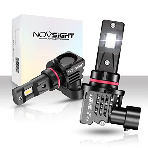 NOVSIGHT Kit de Conversion Ampoules H11/H8/H9 LED de Voiture,Phares de Auto Antibrouillard 10000LM/Paire 55W/Paire 6000K Blanc,Lampes de Remplacement pour Ampoules Halogènes Cover