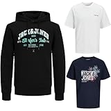 JACK & JONES Herren - Big Size Box 3 teilig - Sweat Hoodie Pullover T Shirt Übergröße Plus Size 3XL 4XL 5XL 6XL 7XL 8XL zr99a (8XL, BigSize Box 3)