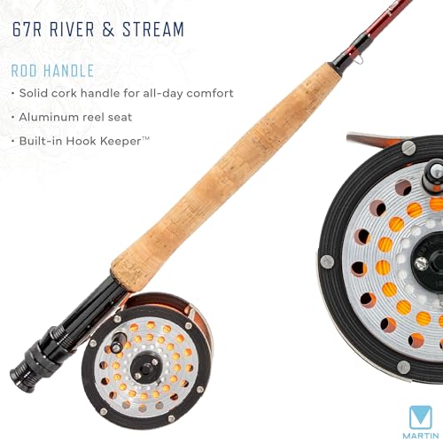 Martin 67R River|Stream Fly Fishing Rod and Reel Combo Kit, 4/6-Weight, 8-Foot 6-Inch, 4-Piece Rod, Moderate Action, Single Action Reel, 6-Weight Floating Line, Fly Assortment, Travel Case, Brown by MARTIN - Image 4