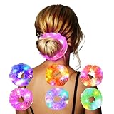 URAQT Leuchtende Haargummis, 6er-Pack elastische, leuchtende Stirnbänder, LED-Stirnband-Haarschmuck, Neon Haargummi, Mädchen-Party-Stirnband, Geeignet für Karneval, Neujahrsparty, Halloween(C)