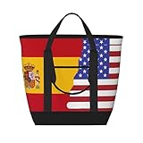 XZDLXJ Isolierte Schulter- und Tragetasche mit amerikanischer Spanien-Flagge, großes Fassungsvermögen, für heiße und kalte Speisen, Schwarz, Einheitsgröße