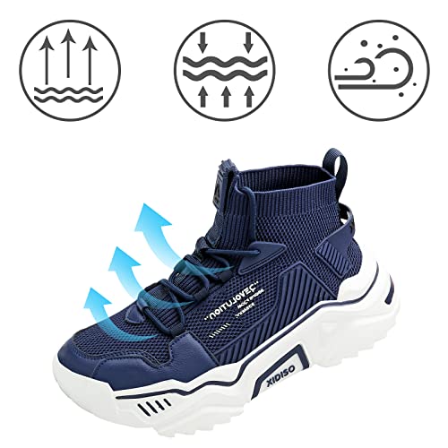 SANNAX Tênis moderno masculino de cano alto, casual, para caminhada, antiderrapante, respirável, mal