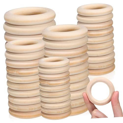 Macramé Bois Brut Ensemble Décoratif 10 Tailles Anneaux Naturels Premium