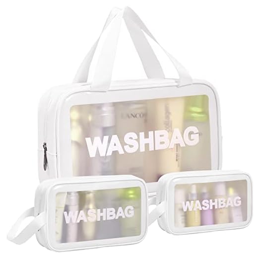 MURDIZZO 3 PCS Travel Toiletry Bag for Women Men, Matte Translucent Waterproof Makeup Cosmetic Travel Organizer Bag for Size Toiletries Accessories with Handy Handle（White）
