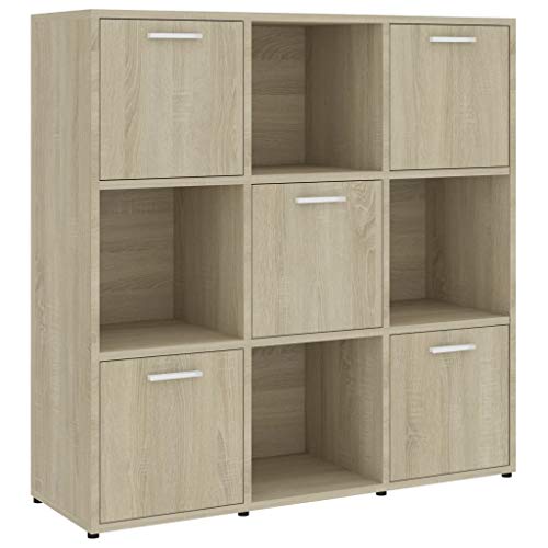 COSTWAY Bücherregal 120 Cm – 9 Fächer, Geometrisch, Freistehend, Raumteiler Aus Holz, Kippschutz, Braun