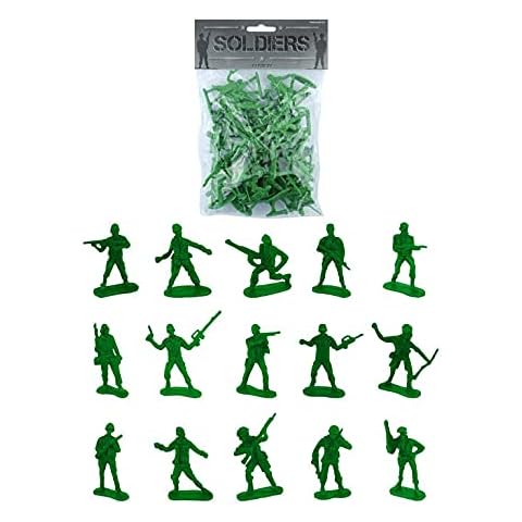 Bag of 50 Traditional Green Plastic Toy Soldiers for Army Military War Games Cover