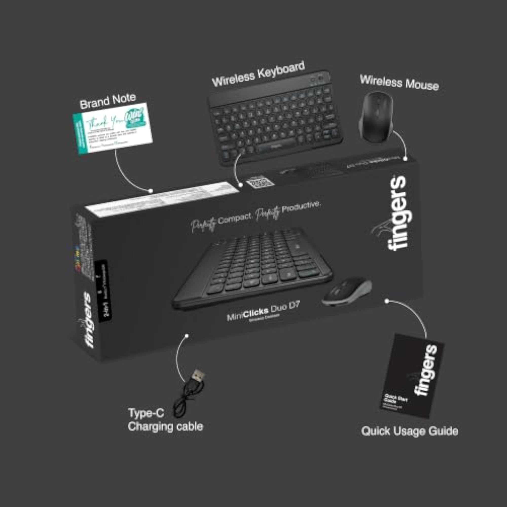 MiniClicks Duo D7 Wireless Bluetooth Keyboard and Mouse Combo